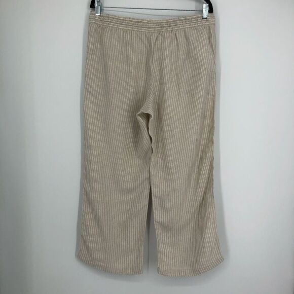 LL Bean 100% Linen Stripe Lounge Pant Womens 12 Petite - Picture 2 of 7